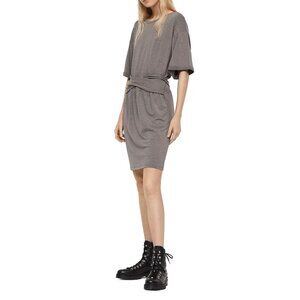 AllSaints Tula Dress Gray Cinched Waist Tee Dress Size S – Minimalist Cool Grung